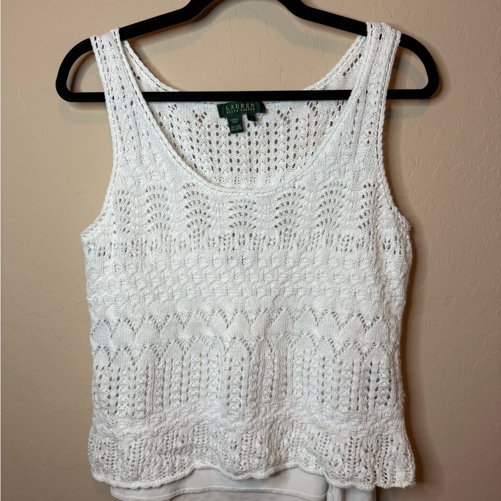 Ralph Lauren White Crocheted Tank Top